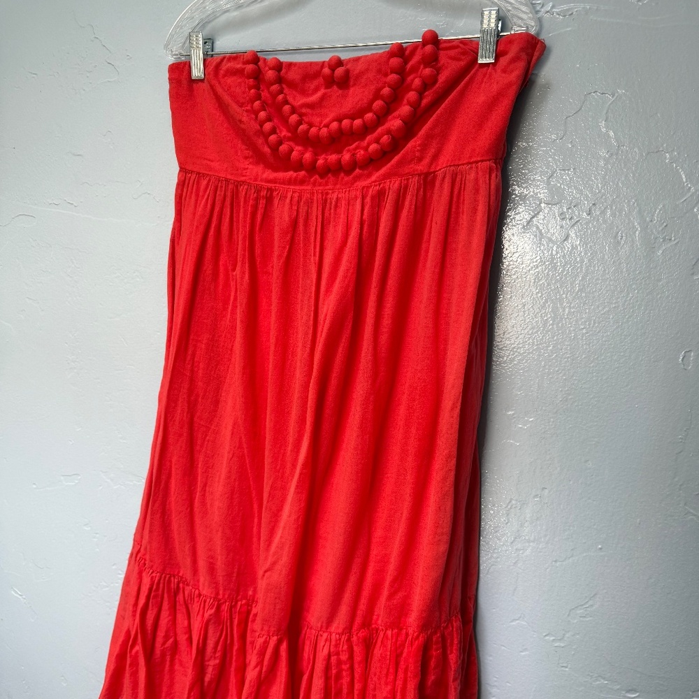 GAP Strapless Pom Pom Dress – Coral (Size 10)